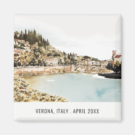 Íman Verona Adige River Italy Watercolor Viagem italian
