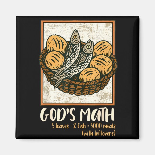 Íman Versículo Bíblico Cristão Jesus Peixes & Pães Vá (Frente)