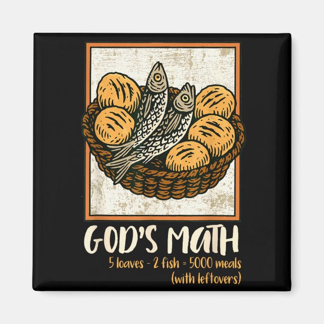Íman Versículo Bíblico Cristão Jesus Peixes & Pães Vá (Frente)