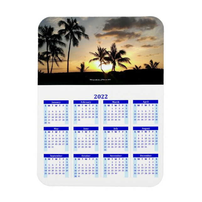 Íman Vert. Calendário de Fotos Azul Personalizado 2022 (Vertical)