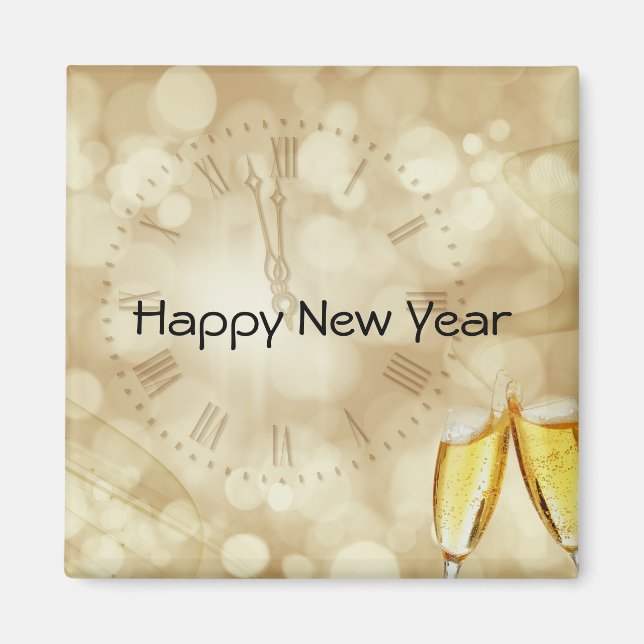 Íman Véspera de Ano Novo com óculos de champanhe (Frente)