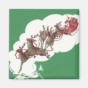 Íman Véspera de Natal Vintage, Papai Noel Retro em Tren