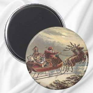 Íman Véspera de Natal Vintage Sleigh Santa Claus Vitori