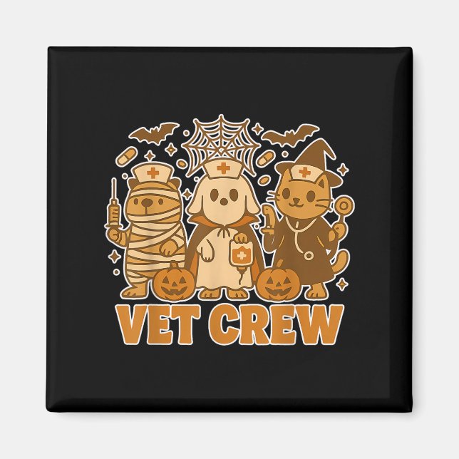 Íman Vet Crew Halloween Cão Gato Capybara Pet Te (Frente)