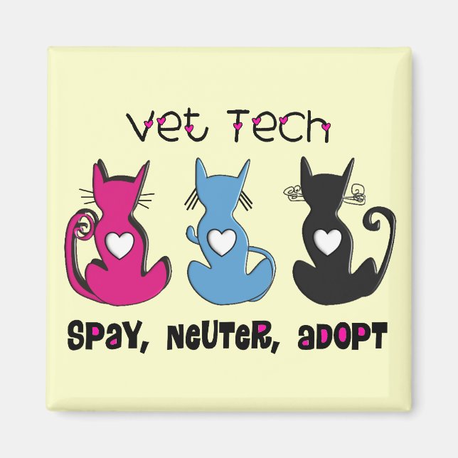 Íman Vet Tech SPAY NEUTER ADOPT Black Cats Design (Frente)