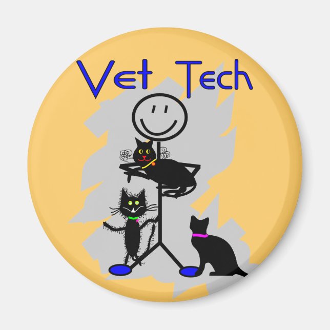 Íman Vet Tech Stick Pessoa Com Gatos Pretos (Frente)