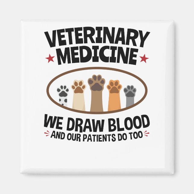 Íman Vet Tech Veterinarian Funny Desenhar Sangue Cote (Frente)