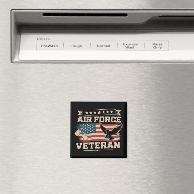 Íman Veteran US Air Force American America Flag  (In Situ (Dishwasher))