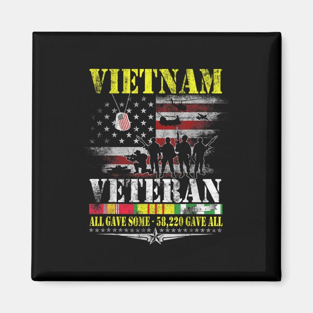 Íman Veterano Vietnã Vintage Bandeira Memorial Veterano (Frente)