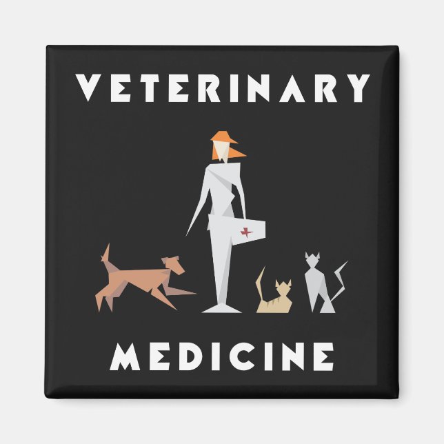 Íman Veterinária Mulher Geométrica (Frente)