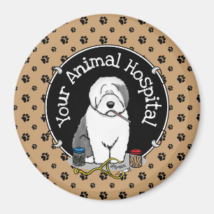Íman Veterinarian Old English Sheepdog Cinza 1 Cute Vet