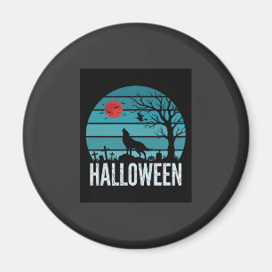 Íman Vetor da Lua do Cemitério do Lobo de Halloween