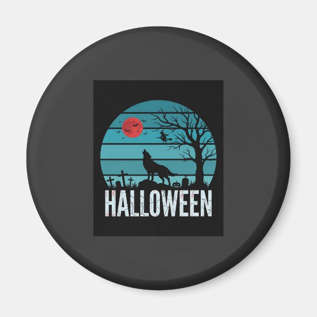Íman Vetor da Lua do Cemitério do Lobo de Halloween (Frente)