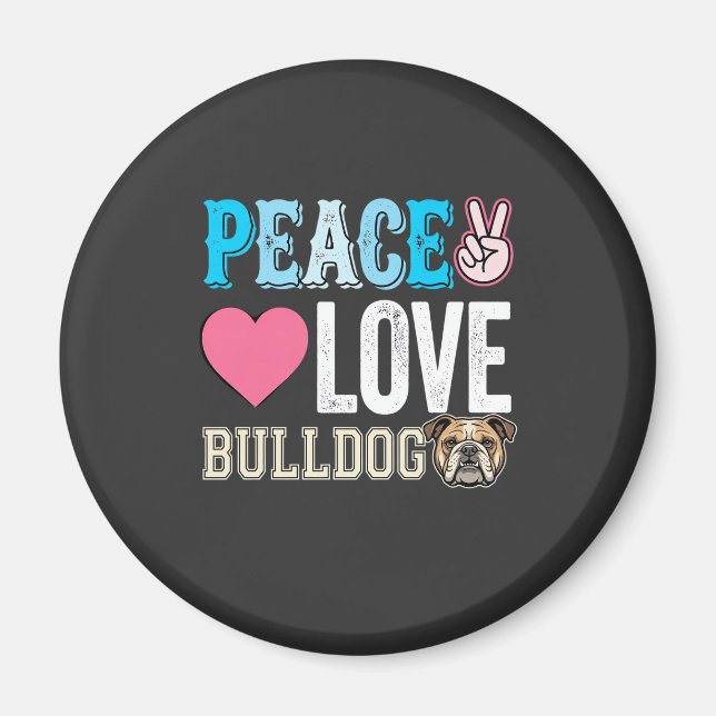 Íman Vetor de Bulldog de Paz e Amor (Frente)
