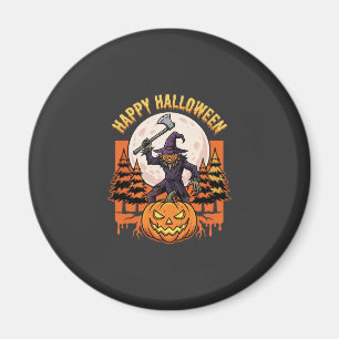 Íman Vetor de Espantalho de Abóbora de Halloween Feliz