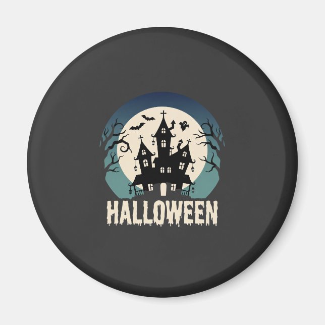 Íman Vetor de Luar de Casa Assombrada de Halloween (Frente)