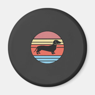 Íman Vetor de pôr do sol de Dachshund retrô