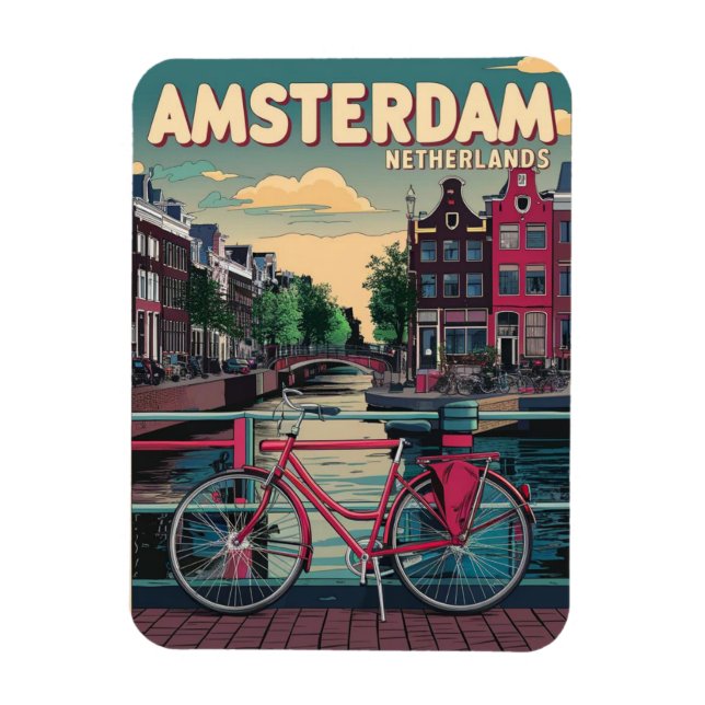 Íman Viagem Amsterdam holanda bicicletas presentes vint (Vertical)