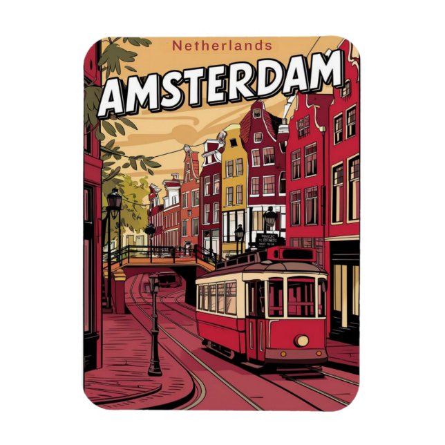 Íman Viagem Amsterdam, presentes de vinheta holland tra (Vertical)