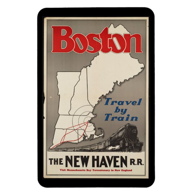 Íman Viagem Antiga Trem de Boston New Haven Railroad (Vertical)