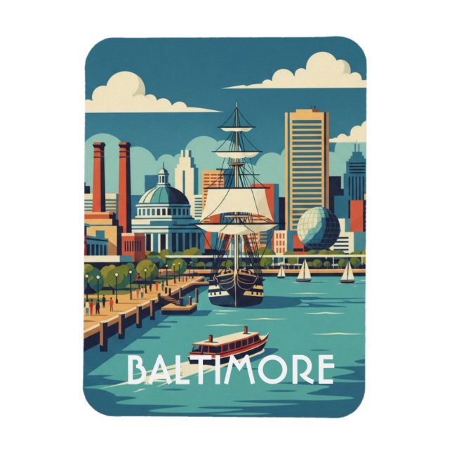 Íman Viagem ao Inner Harbor de Baltimore em Maryland (Vertical)