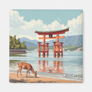 Íman Viagem ao Miyajima Floating Torii Santuário Itsuku