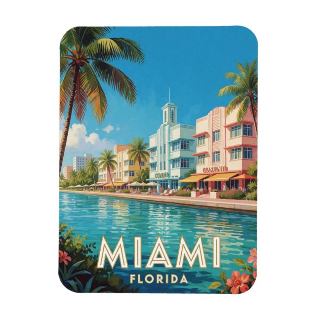 Íman Viagem Art Deco Miami Flórida  (Vertical)