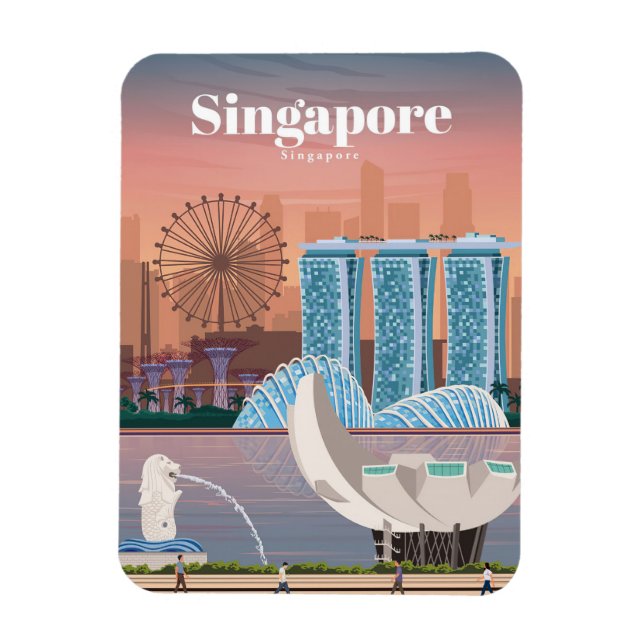 Íman Viagem Art Viagem Para Singapura (Vertical)