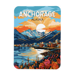 Íman Viagem Arte Vintage Anchorage Alasca