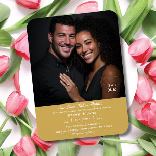 Íman Viagem Casamento Ouro Elegante Foto Personalizada