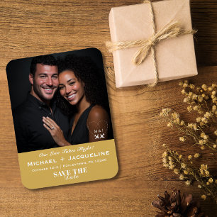 Íman Viagem Casamento Ouro Elegante Salve a Data Foto