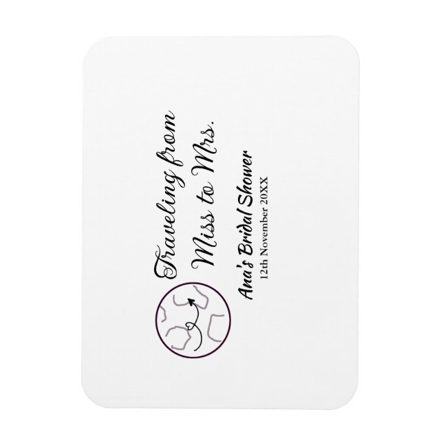 Íman Viagem chá de lingerie adicionar nome data senhori (Vertical)