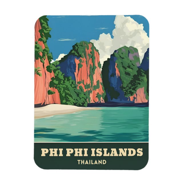 Íman Viagem Clássica Ilhas Phi Phi Tailândia Beira-Mar (Vertical)
