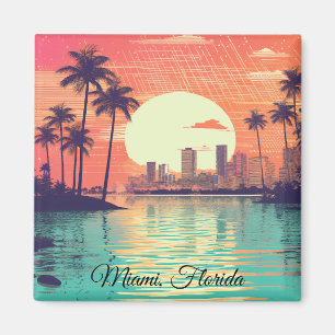 Íman Viagem Colorida Vintage Retro Miami Flórida