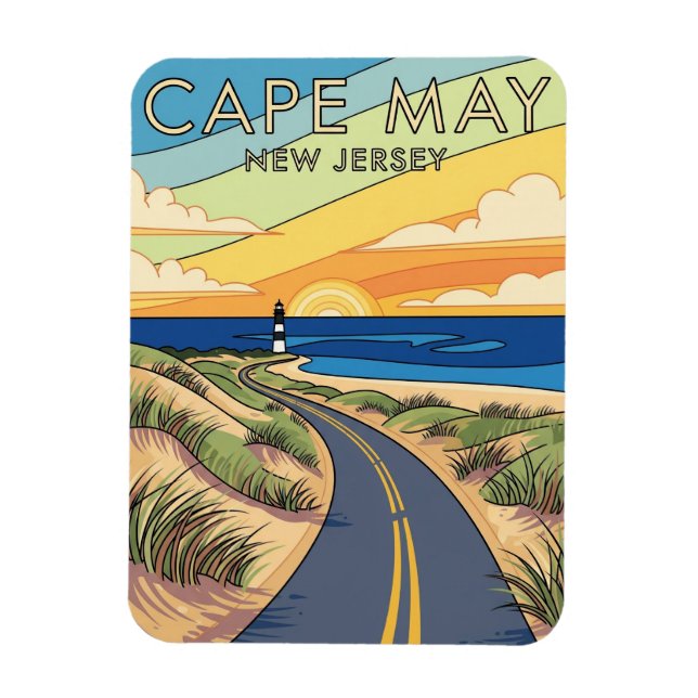 Íman Viagem da Ilustração de Cabo Maio de Nova Jersey (Vertical)