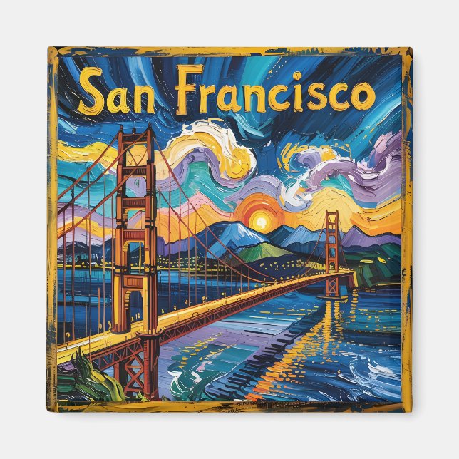 Íman Viagem da ponte Ouro Gogh San Francisco (Frente)
