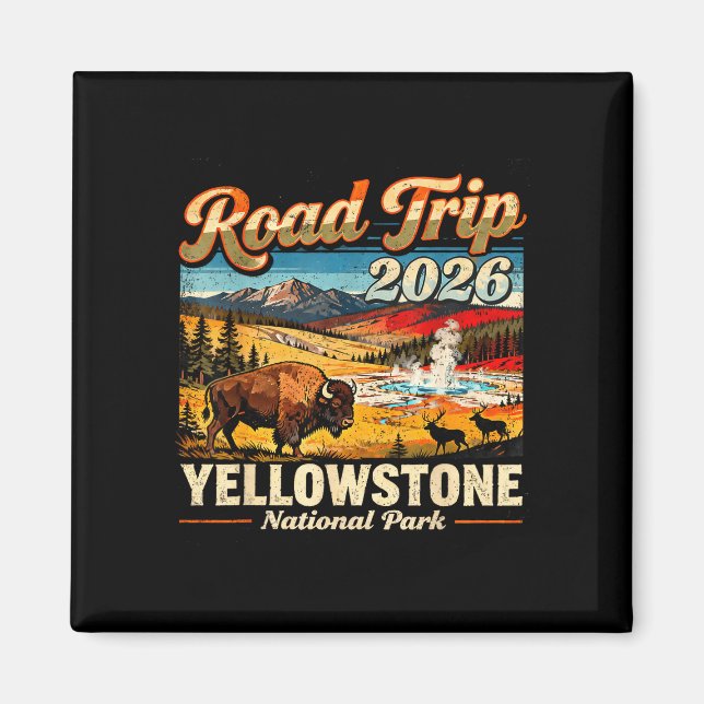 Íman Viagem de carro 2026 parque nacional yellowstone b (Frente)