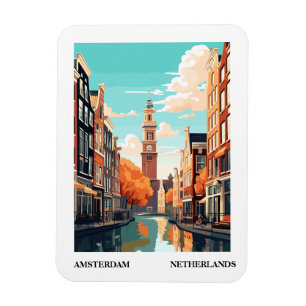 Íman Viagem de Ilustração Retroativa de Amsterdã