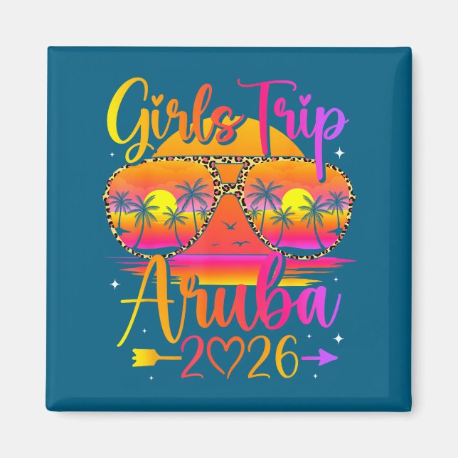 Íman Viagem de meninas aruba 2026 tropical combinando v (Frente)
