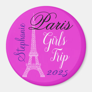 Íman Viagem de Meninas em Torre Eiffel Paris Rosa Chic