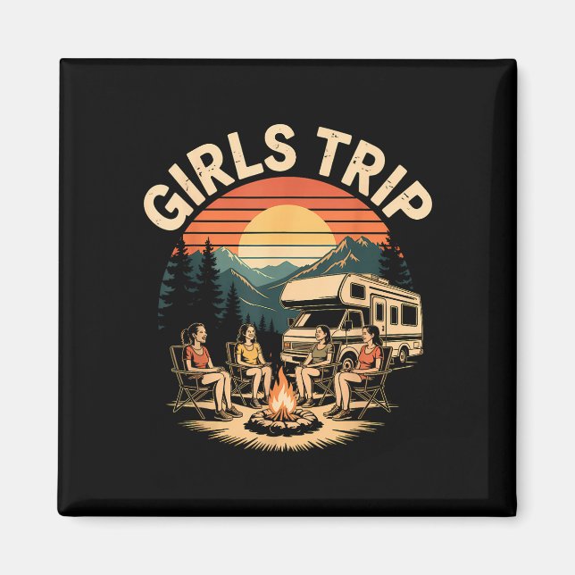 Íman Viagem de meninas rv acampamento trailer amigos jo (Frente)