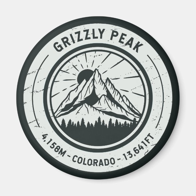 Íman Viagem de Pico Grizzly no Colorado em Pico (Frente)