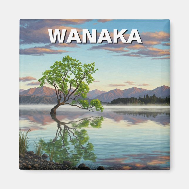 Íman Viagem do Lago Wanaka Tree Nova Zelândia (Frente)