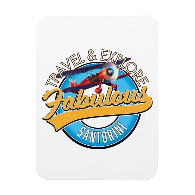 Íman Viagem e Explore o fabuloso Santorini (Vertical)