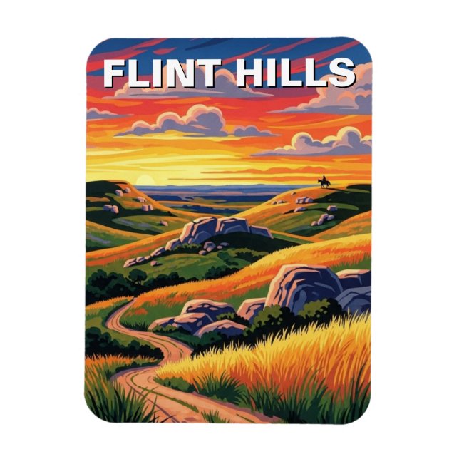 Íman Viagem e Lembrança das Flint Hills do Kansas (Vertical)