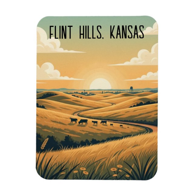 Íman Viagem e Lembrança das Flint Hills do Kansas (Vertical)