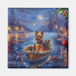 Íman Viagem Festiva de Natal do Biewer Terrier