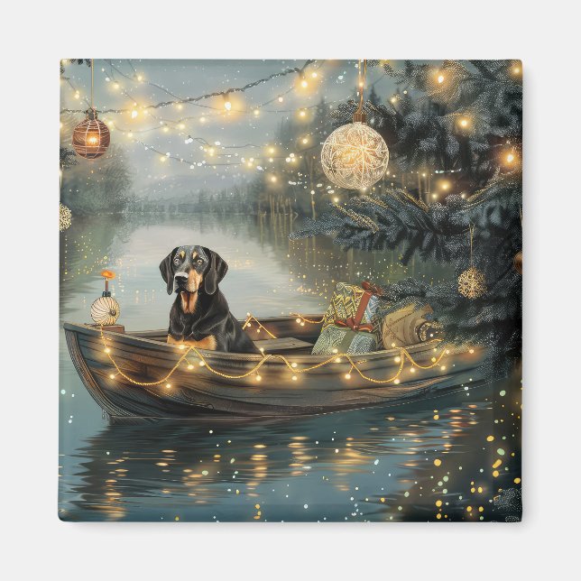 Íman Viagem Festiva de Natal do Bluetick Coonhound (Frente)