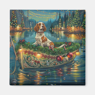 Íman Viagem Festiva de Natal do Brittany Spaniel