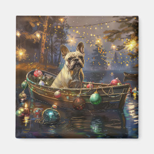 Íman Viagem Festiva de Natal do Bulldog Francês